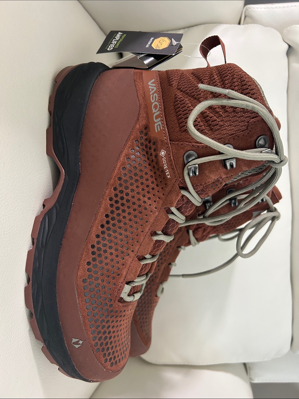 Vasque Rust Brown GORE-TEX Hiking Boots with Gray Laces